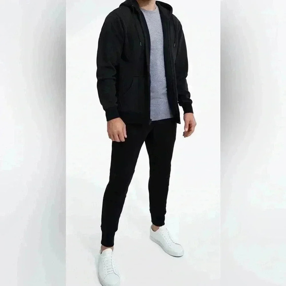 Swet Tailor Stretch Fleece Zip Hood Black Size Medium - Picture 2 of 4